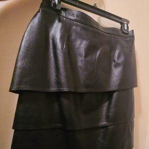 Master's Creations Paris Bespoke Women’s Layered Leather Skirt – Black, Small